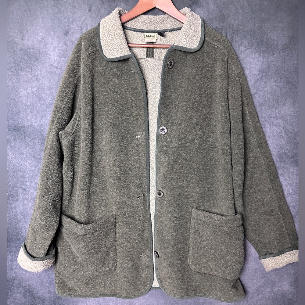 Vintage L.L.Bean Long Button Fleece Jacket women’s size L